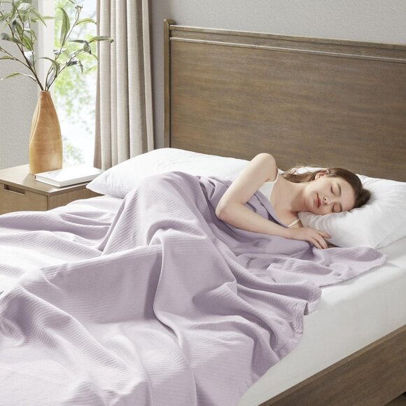NWT Madison Park Cotton Comfort Blanket Breathable Lilac Purple Full / Queen - Picture 2 of 6